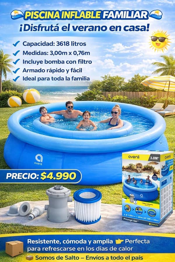 Piscina aro inflable 3618 lts c/ bomba filtro 